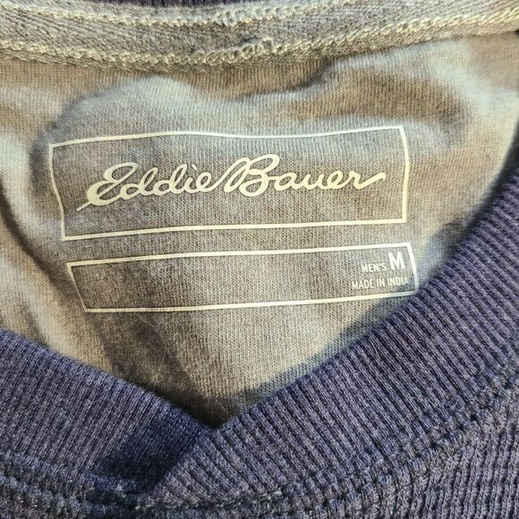 NWT Eddie Bauer Thermal Henley M Heather Navy Long Sleeve Outdoor Shirt - Picture 4 of 9